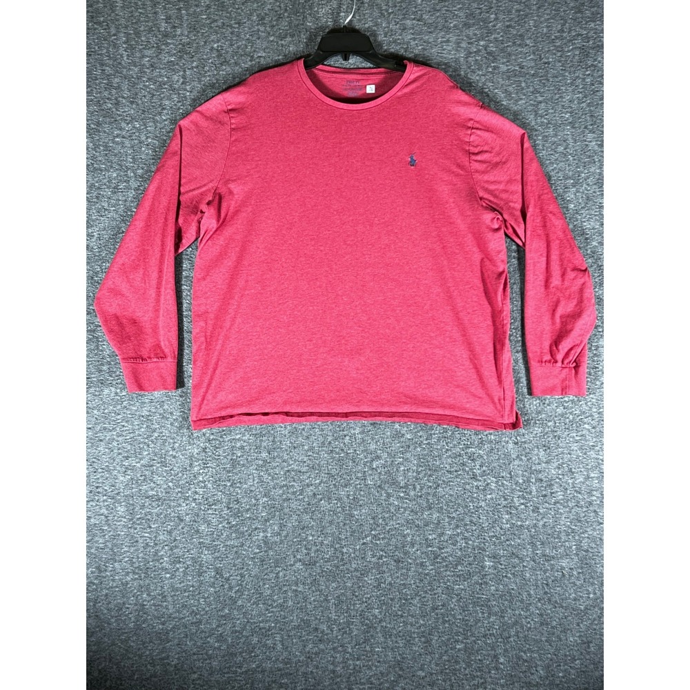 Polo Ralph Lauren Mens XXL Long Sleeve T-Shirt Heather Red Embroidered Pony Logo
